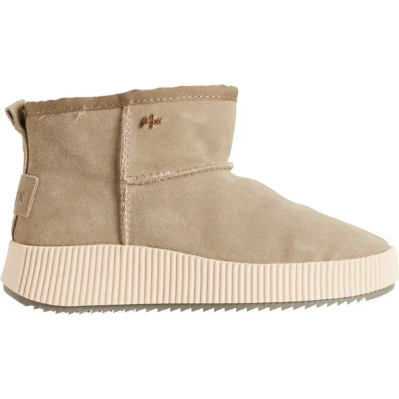NEW MEXX Suede Shearling Booties Sheepskin Sneaker Bottom taupe for women  563tn
